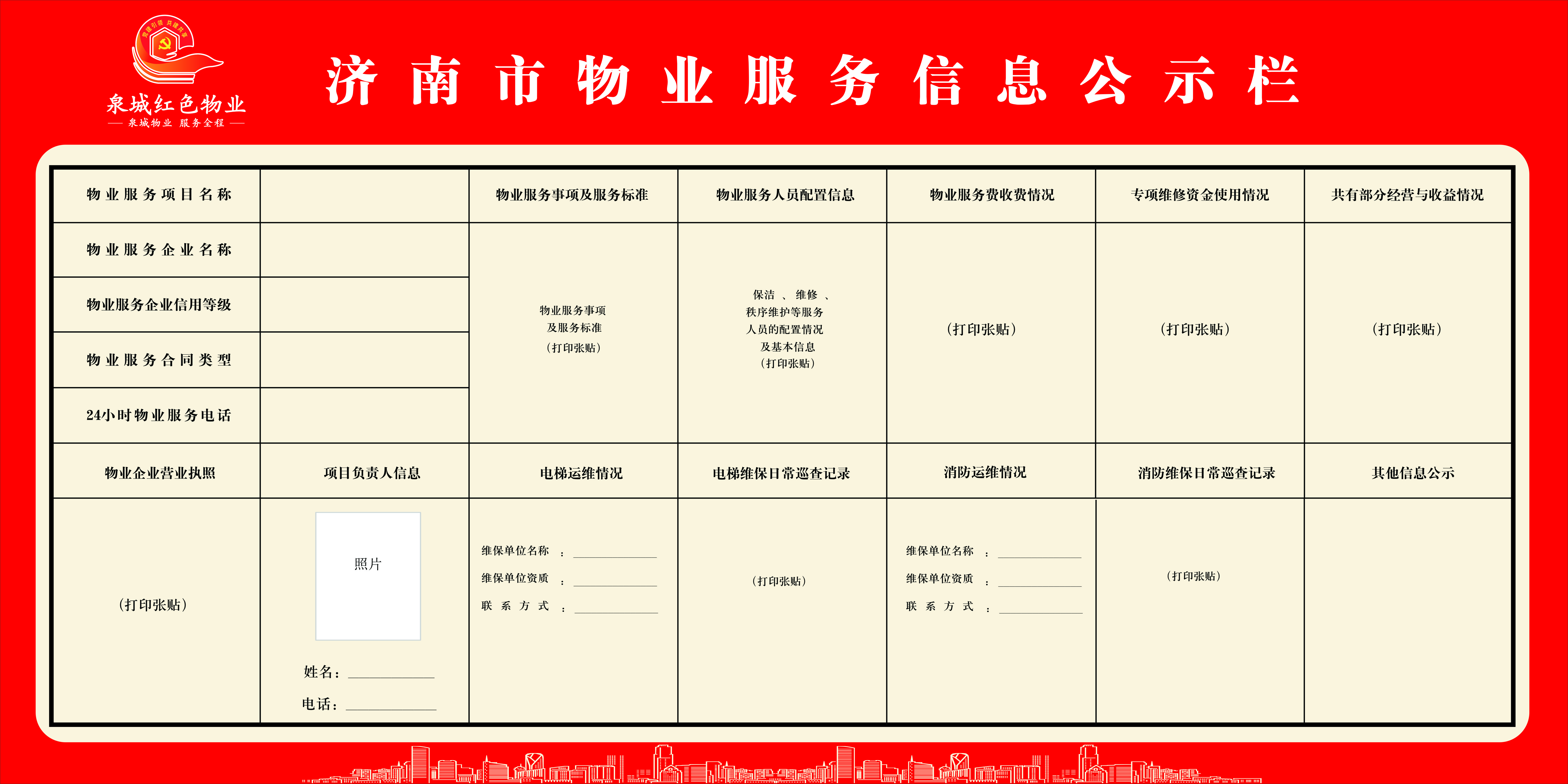 濟南市物業(yè)服務(wù)信息公示欄